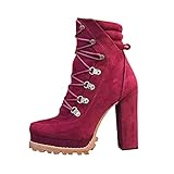 ✿ Damen Wildleder-Winter-Schneestiefel-Fell rutschfeste Halbhohe Stiefel Damen Mid Wadenstiefel Anziehschnalle Slouch Niedriger Blockabsatz Wintermode Reitstiefeletten Damen Western Cowboy Kniestiefel Punkstiefel Niedriger dicker Absatz Seitlicher Reißverschluss Stiefeletten Leder Kniestiefel Cowboy Lange Stiefel Schnürstiefeletten Pelzgefütterte Kampfstiefel Winter Warme Stiefeletten Stiefel Frauen mit ferse kniehohe stiefel für frauen 