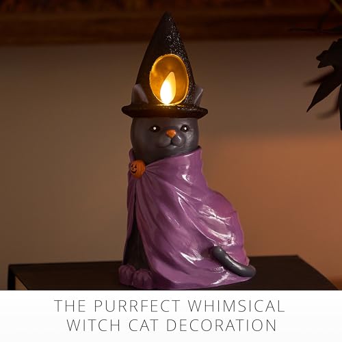 Luminara Flameless Halloween Witch Cat Candle 3.5" x 7", Flickering LED Moving Flame Light, Real Wax Hand Painted Details, On/Off Timer, Batteries & Remote Sold Separately, Autumn Fall Goth Decoration by Luminara - Image 7