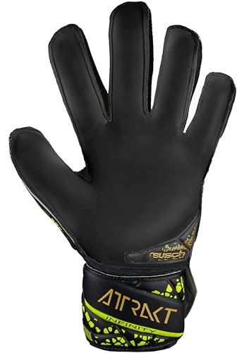Reusch Attrakt Infinity Finger Support Junior Goalkeeper Gloves for Children Ideal for Artificial Grass Black/Gold/Yellow, 8 - Image 4