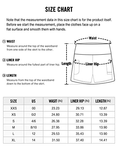 Crz Yoga Women's Tennis Skirts Linning Shorts 14" - High Waisted Workout Running Pleated Athletic Golf Skorts 3 Pockets Black Small #TOP5