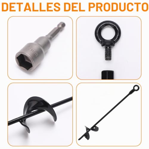 Anclajes de suelo para carpas y camas elásticas con cabeza de conversión 6