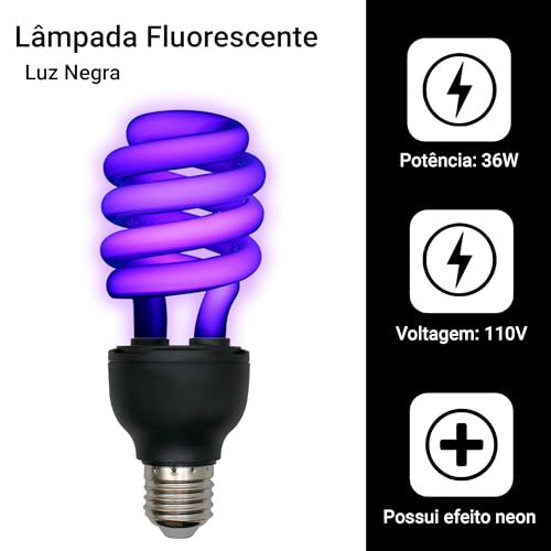 Lâmpada Fluorescente 36w Luz Negra Efeito Neon 110v