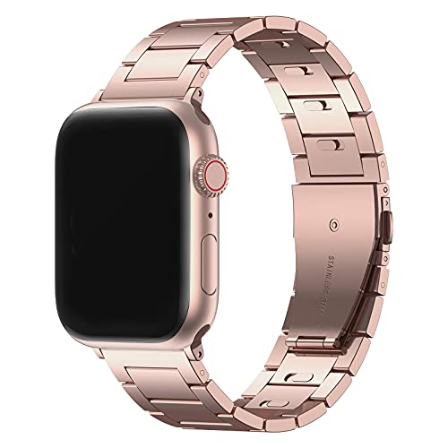 No Tools Needed Stainless Steel Link Bracelet Compatible with Apple Watch Band 454442mm 414038mm,Quick Release Adjustable Business Solid Metal Watch Strap for iWatch Strap Series 7654321SE