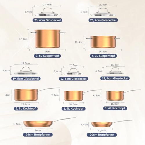 Nuwave 12-teiliges Kochgeschirr in Bronze, Duralon Keramik, PFAS-Frei – Ansicht 3