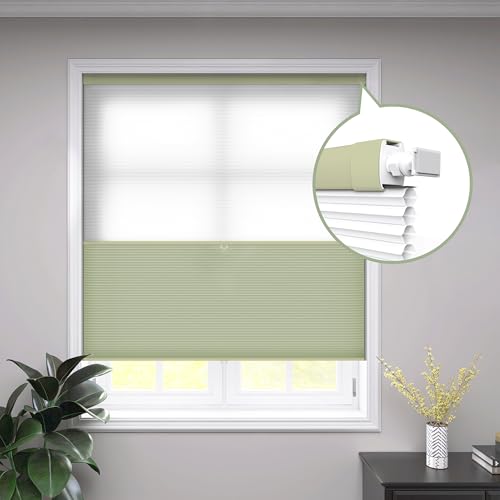 SLKWDOBD No Drill Day Night Cellular Shades, Cordless Honeycomb Blinds