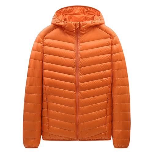 MJYDKBZ Giacca effetto piumino Uomo, Giacca Uomo Antivento Leggera Invernale(Down) Uomo Trapuntato Jacket Hooded Softshell 3XL-Arancione