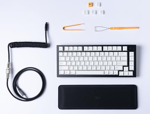 GLORIOUS Gaming Premium Coiled Keyboard Cable - Gold Plated USB-A (PC) to USB-C (Keyboard), Tangle Resistant, Double Braided Sleeving for Peak Durability, 5-Pin Aviator Mid-Connection - Phantom Black