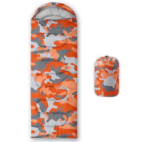 Sleeping Bags for Adults and Kids，3D Printing Camping Sleeping Bag for Girls Boys Lightweight Waterproof Cold/Warm 3-Season，Outdoor Travel with Compression Bags