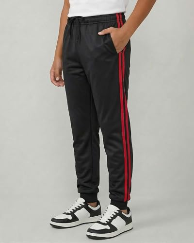 Image of Real Essentials 3 Pack: Boys' Athletic Jogger Sweatpants - Kids Teens Youth Active Sports Pants with Pockets (Sizes 5-18)