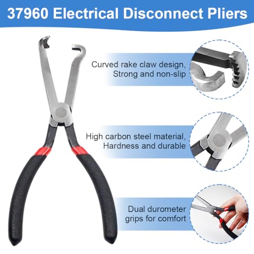 Image of STHIRA Electrical Disconnect Plier Clamp Tool 8 inch Carbon Steel Automotive Connector Pliers with Rubberized Insulated Handle, Terminal Release for Auto Mass Air Flow Sensors Fuel Injectors