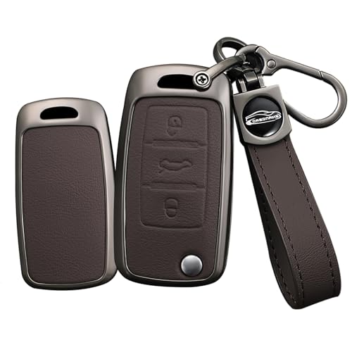 Coque de clé en cuir pour VW Tiguan Golf et Passat étui chic en métal