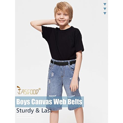 JASGOOD 2 Pack Boy's Canvas Belts Kids Strap Web belts for Uniform Baseball Golf Waist Belt