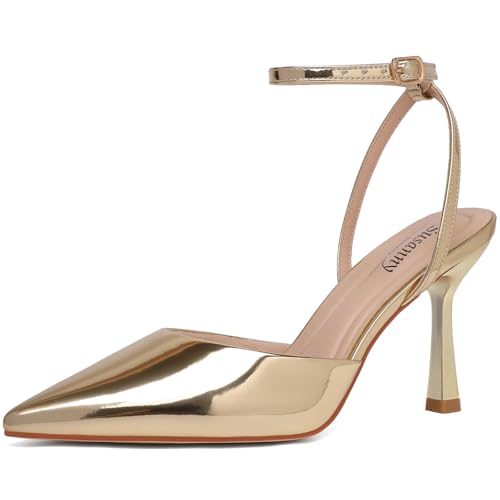 Susanny Heels for Women Stiletto Closed Pointed Toe Backless Dres...