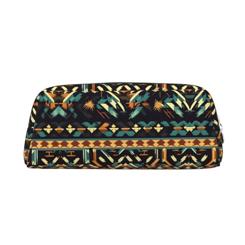 astuccio portatile con motivi nativi americani per trucchi trousse per ideale per matite per e piccoli oggetti Taglia unica elegante argento pelle