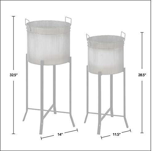 Firstime & Co.® Farmhouse Trough Outdoor Planter 2-Piece Set, American Crafted, Aged Galvanized Metal, 15.5 X 14 X 32.5 , #TOP5