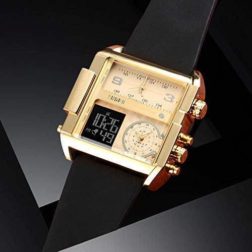 Image of SKMEI Men's Digital Sports Watch, LED Square Large Face Analog Quartz Wrist Watch with Multi-Time Zone Waterproof Stopwatch