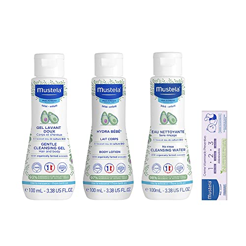 Mustela Kit Minis Bebê E Criança (Água De Limpeza + Hydra Bebê + Gel Lavante + Creme Vitaminado Prev