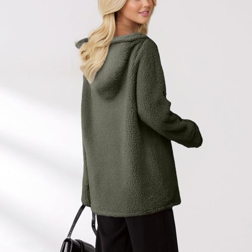 Womens Sherpa Jacket Fuzzy Zip Up Hoodie Oversized Fleece Jackets Fluffy Coat with Pockets Fall Winter Warm Outerwear2