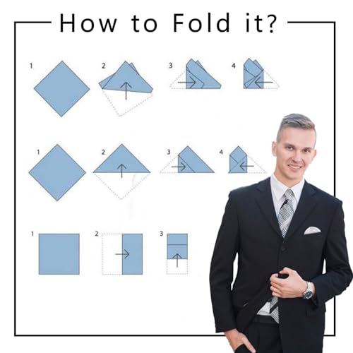 Image of White Pocket Squares for Men, Mens Linen Cotton Handkerchiefs with Pocket Square Holder for Daily Wedding Banquet