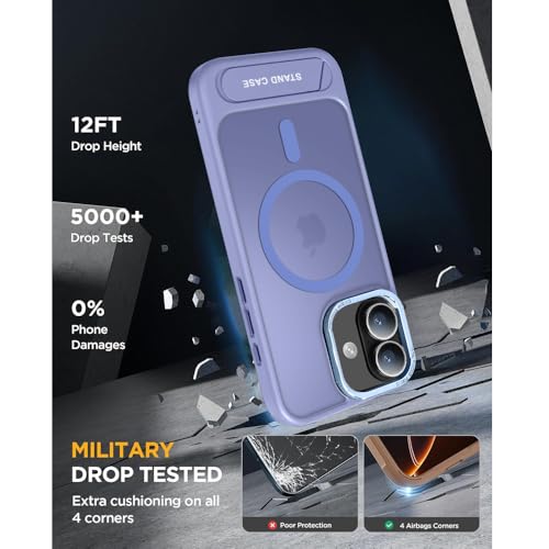 Image of KARWAN️Matte Back Cover Case Compatible with Stand Magnetic Designed for iPhone 16 | Ultra Hybrid Camera Bump Protection (Purple)