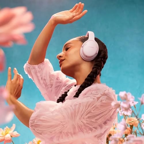 Image of Bose QuietComfort Headphones - Wireless Bluetooth Headphones, Active Over Ear Noise Cancelling and Mic, Deep Bass Bundle + Desktop Headphone Stand + Green Extreme Dual Wall Charger (Petal Pink)