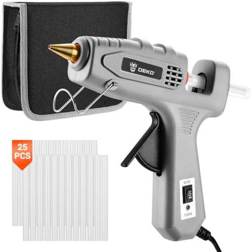 DEKO Pistola Silicona Caliente, 60/100W Doble Temperatura Pistola Silicona con una blosa, Pistola Pegamento Caliente con 25 PCS Barras de Pegamento, para DIY, Arte, Escuela, Empaques, Reparaciones