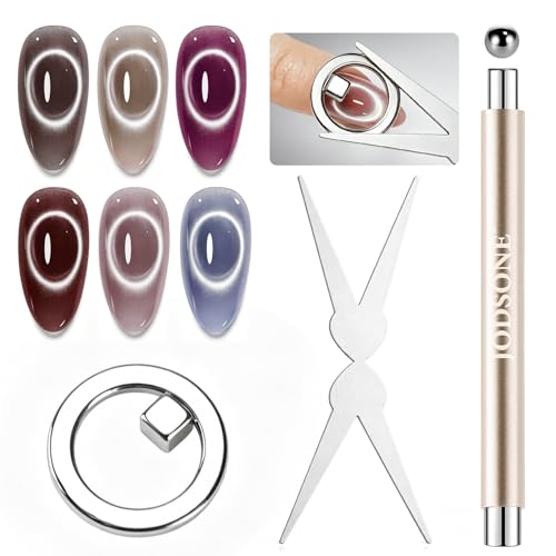 JODSONE Ring Cat Eye Magnet Set for Nails with Hollow Circle,Ball Magnet &amp; 3-in-1 Magnetic Tool for Black Hole,Halo &amp; Multi Effects,Cat Eye Gel Polish Nail Art DIY Salon Use