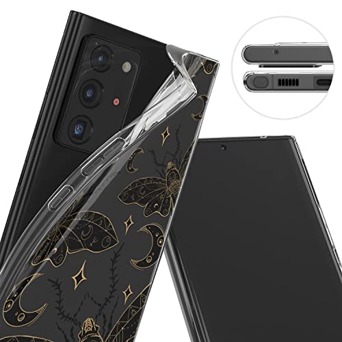 Cavka Phone Case Compatible With Samsung Galaxy S23 Ultra S22 S21 Fe 5G S20 Note 20 10 Plus Witchcraft Constellation Occult Death's Head Hawk Moth Clear Tpu Protective Silicone Slim Flexible Cover #TOP1
