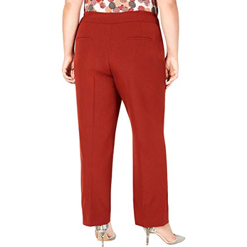 Kasper Womens Plus Crepe Solid Straight Leg Pants Red 16W3