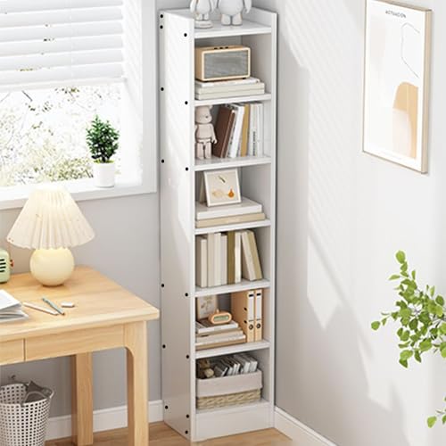 Enigmatic Woodworks Wooden Large Open Bookshelf Multipurpose for Home Rack Showcase Organizer for Living Room I Study Room I 7-Tier I Finish-Suede DIY (White) 33 * 24 * 182cm