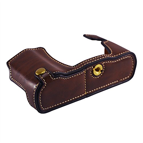 First2Savvv Xjpt-Em10-D10 Dark Brown Leather Half Camera Case Bag Cover Base For Olympus Om-D Em10 #TOP3