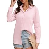 ADUDVLO Women's Long Sleeve Shirts Stretch Formal Button Down Blouses T-Shirts Executive Business Casual Work Office Ladies Shirts (UK, Alpha, XL, Regular, Regular, Pink)