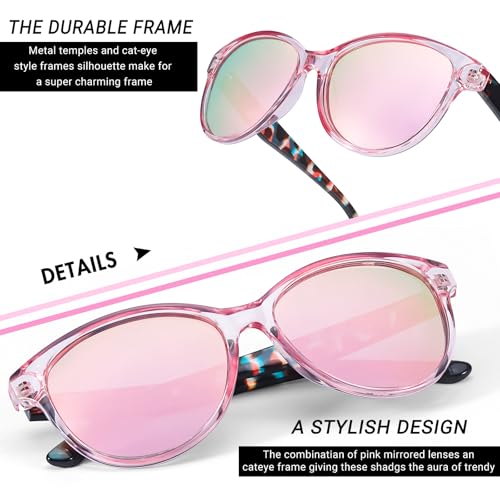 FancyPink Stylish Glasses for Women UV400 Protection Mirrored Beach Eyewear Trendy Sunglasses2