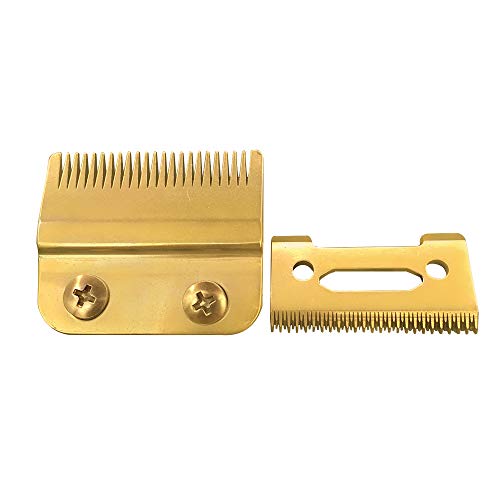 Professional 2-Hole Stagger-Tooth Trimmer Clipper Replacement Blads #2161 -Compatible with 5 Star Senior Cordless Wahl Magic Clipr,Gold (Double Gold Blade)