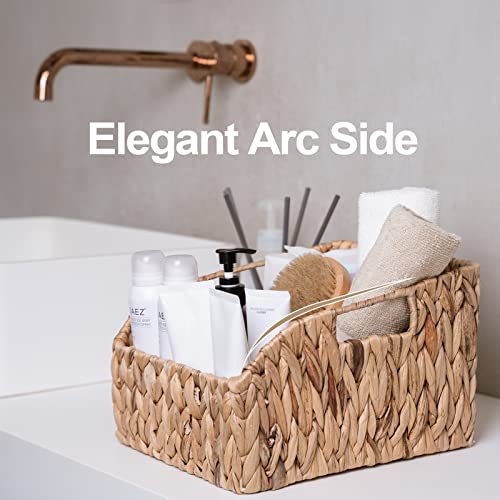 Fairyhaus Wicker Baskets 2 Pack 11X9X7" & 9.5X7.5X6.5", Natural Water Hyacinth Wicker Storage Basket For Organizing, Hand-Woven Big Wicker Basket With Handles, Large & Small Wicker Baskets Set For Storage Shelves #TOP2