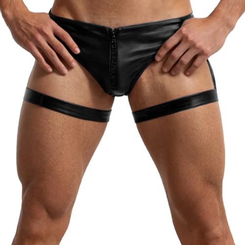 Piel patentada aspecto mojado en shorts cuero hombre inlzdz de ropa de club