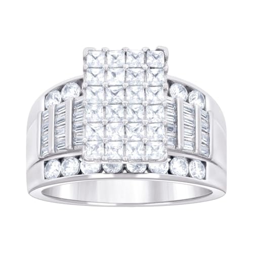 Bague argent 925 femme moissanite 1,96 ct taille 9 bague de fiançailles