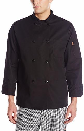 Chef Designs Men's Eight Pearl Button Black Chef Coat