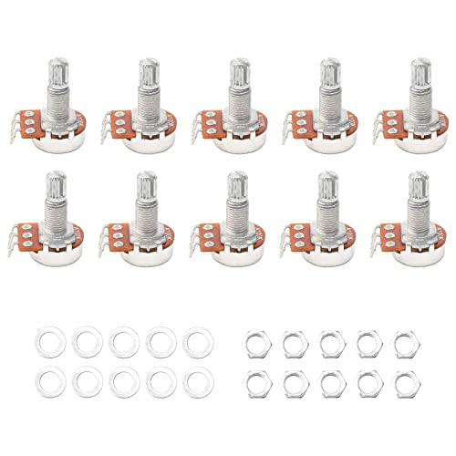 Swhmc A100K Ohm Guitar Potentiometer, 1/4' Split Shaft Volume Pot for Electric Guitar, Low Noise Control Pots with Long Knurled Shaft & Smooth Feel, Guitar Replacement Parts