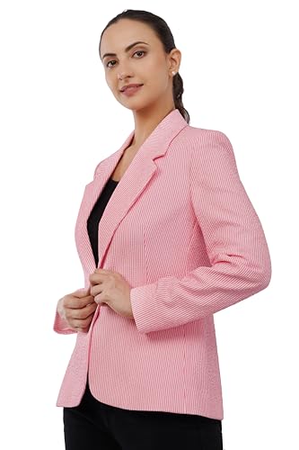 Image of SaintX Women's 4-Way Stretchable Stripe Design Formal Blazer | 3D Bubble Texture Fabric|Casual & Office Wear | Fully Lined | Elegant Regular Fit | Lightweight Summer Special Jacket (WB02)