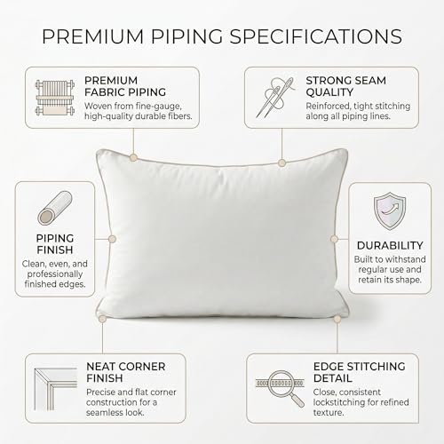 Image of VAS COLLECTIONS Cloud Cotton Pillows Set of 2 | Soft Fluffy Adjustable Sleeping Pillows 27x16 Inch | White | Piping Edges | Bed Pillow for Neck Support & Comfort (2, Pack of 2)