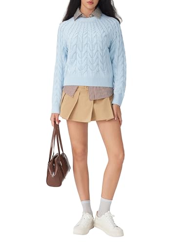 CIDER Cozy Sweaters for Women Trendy Cute Long Sleeve Crew Neck Casual Cable Knit Pullover Sweater Top Fall Outfits3