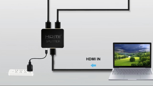 avedio links HDMI Splitter 1 In 2 Out, 4K HDMI Splitter for Dual Monitors[Just Mirror, Not Extend] 2 Way Splitter Amplifier for 4K@30HZ Full HD 1080P 3D with HDMI Cable
