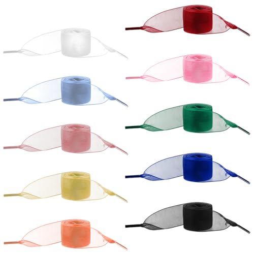 10 Pair Ribbon Shoe Laces Women Fashion Flat Satin Ribbon Shoelaces Soft Silk Satin Shoestrings Colorful Shoe Laces for Sneakers Skate Shoes Sport Shoes (47 inch