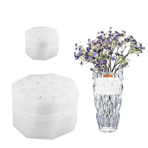 Spiral Silicone Flower Arranger, Eco-Friendly Stem Holder Ring, DIY Bouquet Twister, Variable Hole Size, 2-Pack Set, Semitransparent