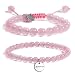 JADENOVA 6/8mm Natural Rose Quartz Gemstone Bracelet for Couples Gifts