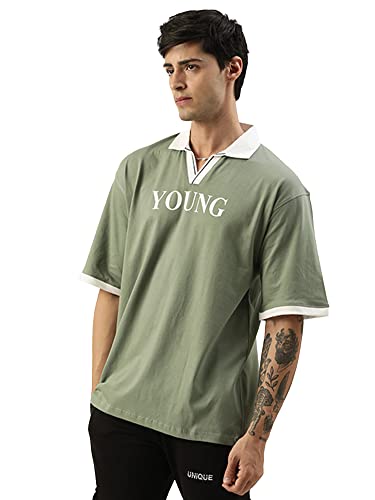 Image of Maniac || Mens || Printed || Polo Neck || Half Sleeve || Cotton || Oversized Fit || T-Shirt
