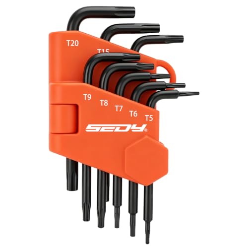 SEDY 8-Piece Mini Torx L Key Set Tamperproof Torx Star Allen Wrench T5 T6 T7 T8 T9 T10 T15 T20 Cr-V