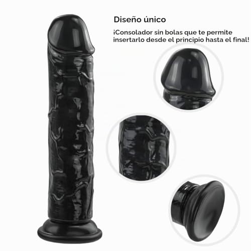 Miniatura 3 de Consolador Realista, Consolador Negro De 19,5 Cm Con Ventosa Fuerte, Consolador Anal Flexible Estimulación Del Punto G Para Mujeres, Hombres