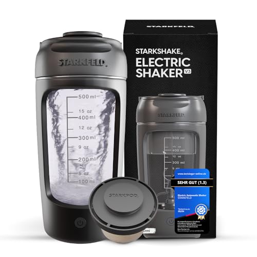 STARKFELD® STARKSHAKE® Elektrischer Shaker V2 – Automatischer Protein Mixer für perfekte cremige Eiweißshakes | 7000 RPM | Mit Supplement Pod |BPA-freier Tritan Shaker| USB-C aufladbar | 650 ml |Grau., 30.49 €